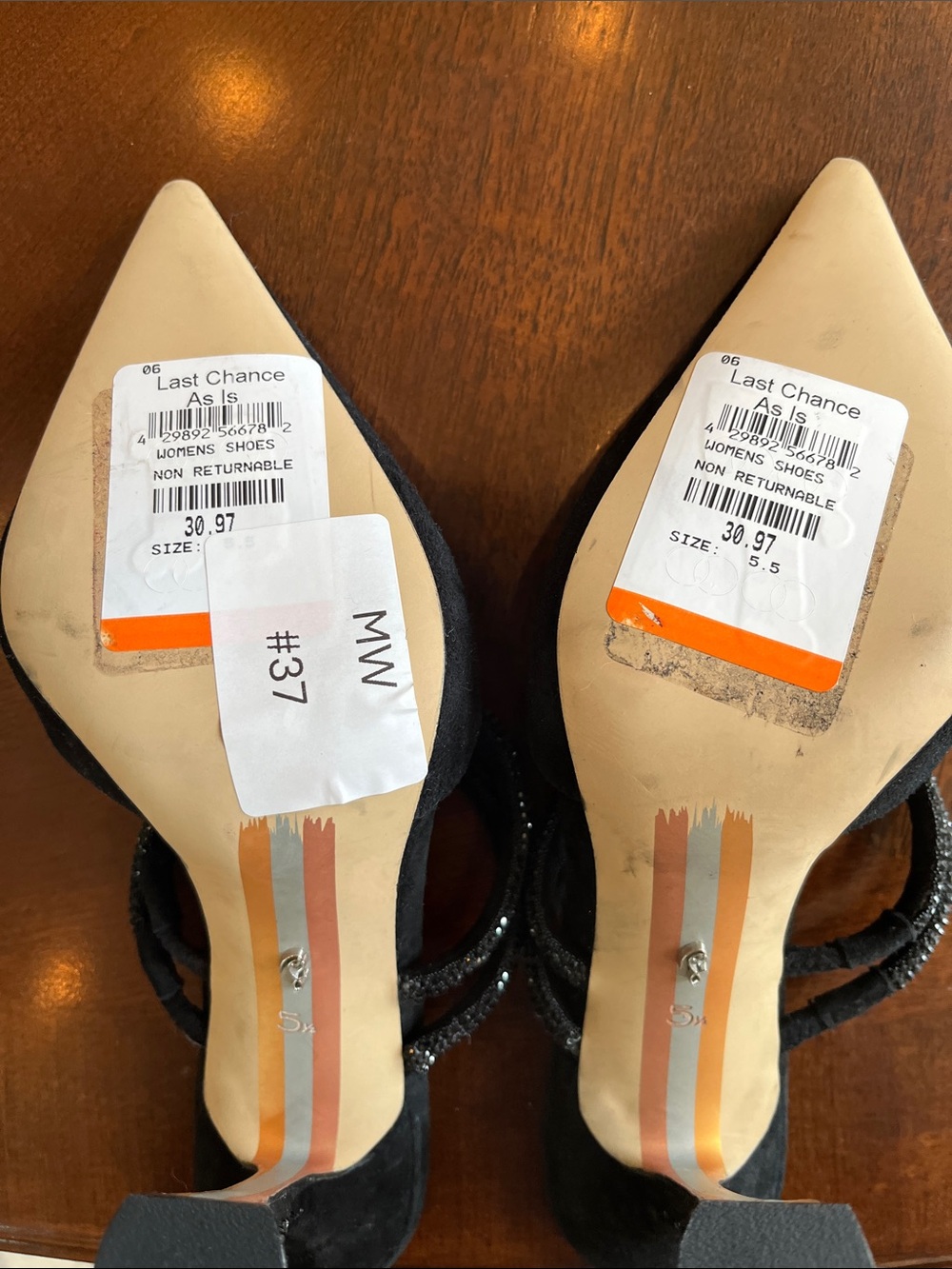 Sam Edelman Black Pointed-Toe Mules with Beaded Double Straps - Picture 4 of 4